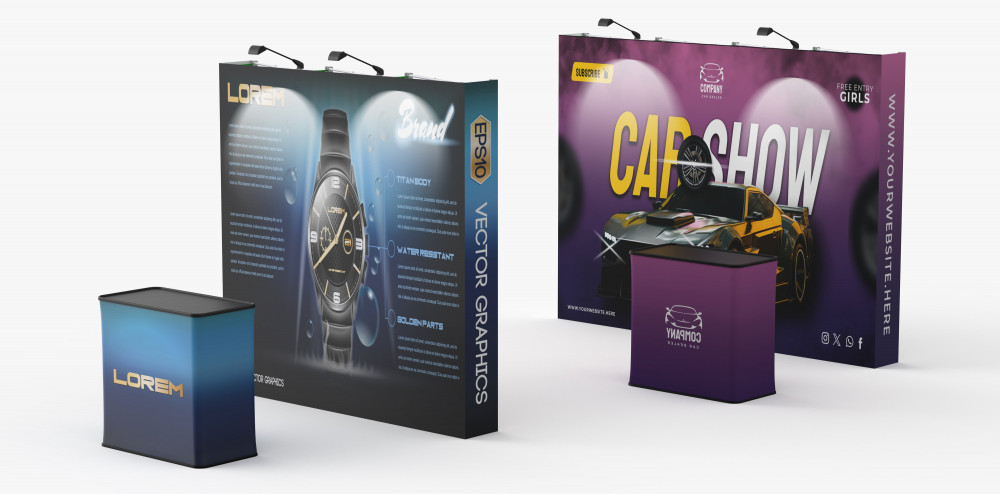 [INK-TRD-004a] Velcro Fabric Pop Up Display - Straight - 8ft Straight